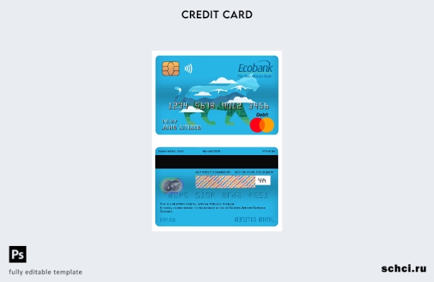 цифровая загрузка шаблона основной дебетовой карты Ecobank Центральноафриканской